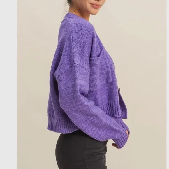 ShopEvelynne Vibrant Purple Women's Cardigan - Picture 2 of 3